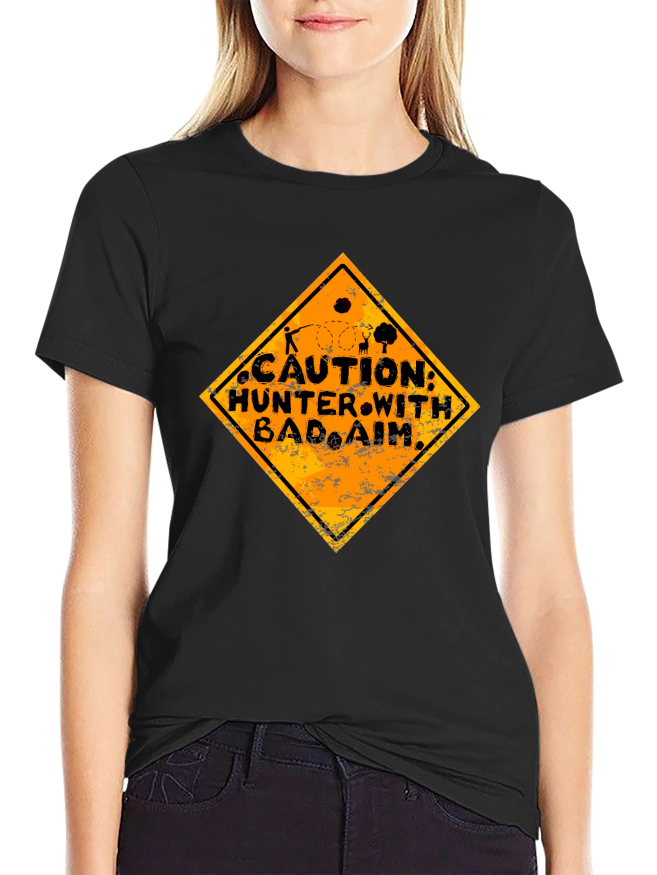 Caution Hunter with Bad Aim Graphic Tee