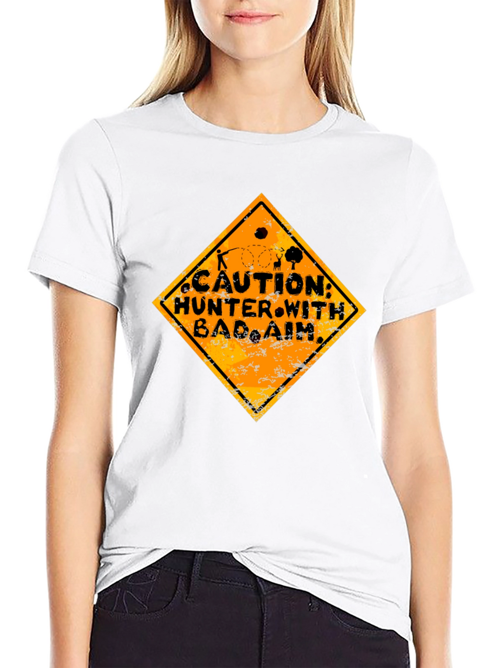 Caution Hunter with Bad Aim Graphic Tee