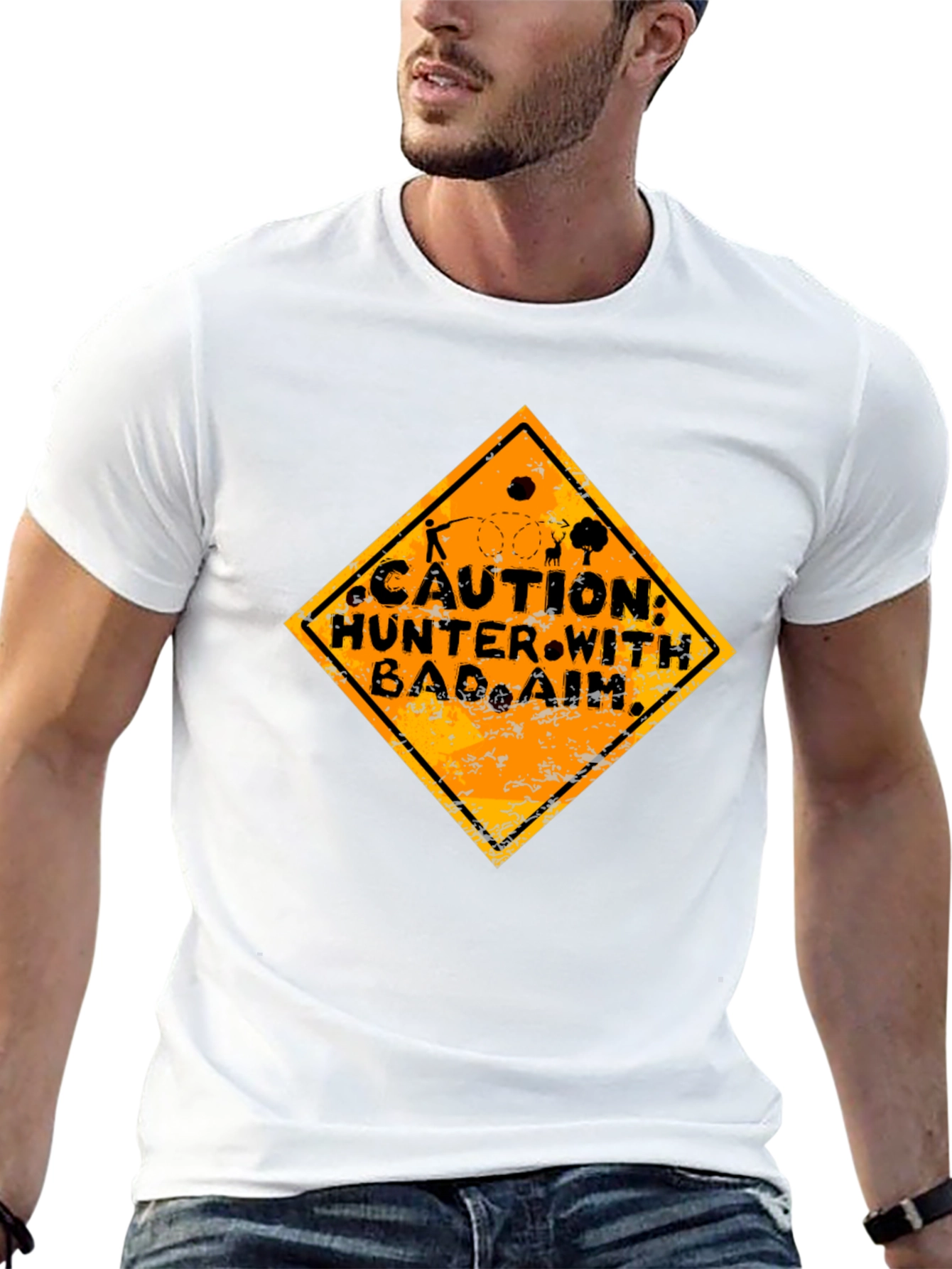 Caution Hunter with Bad Aim Graphic Tee