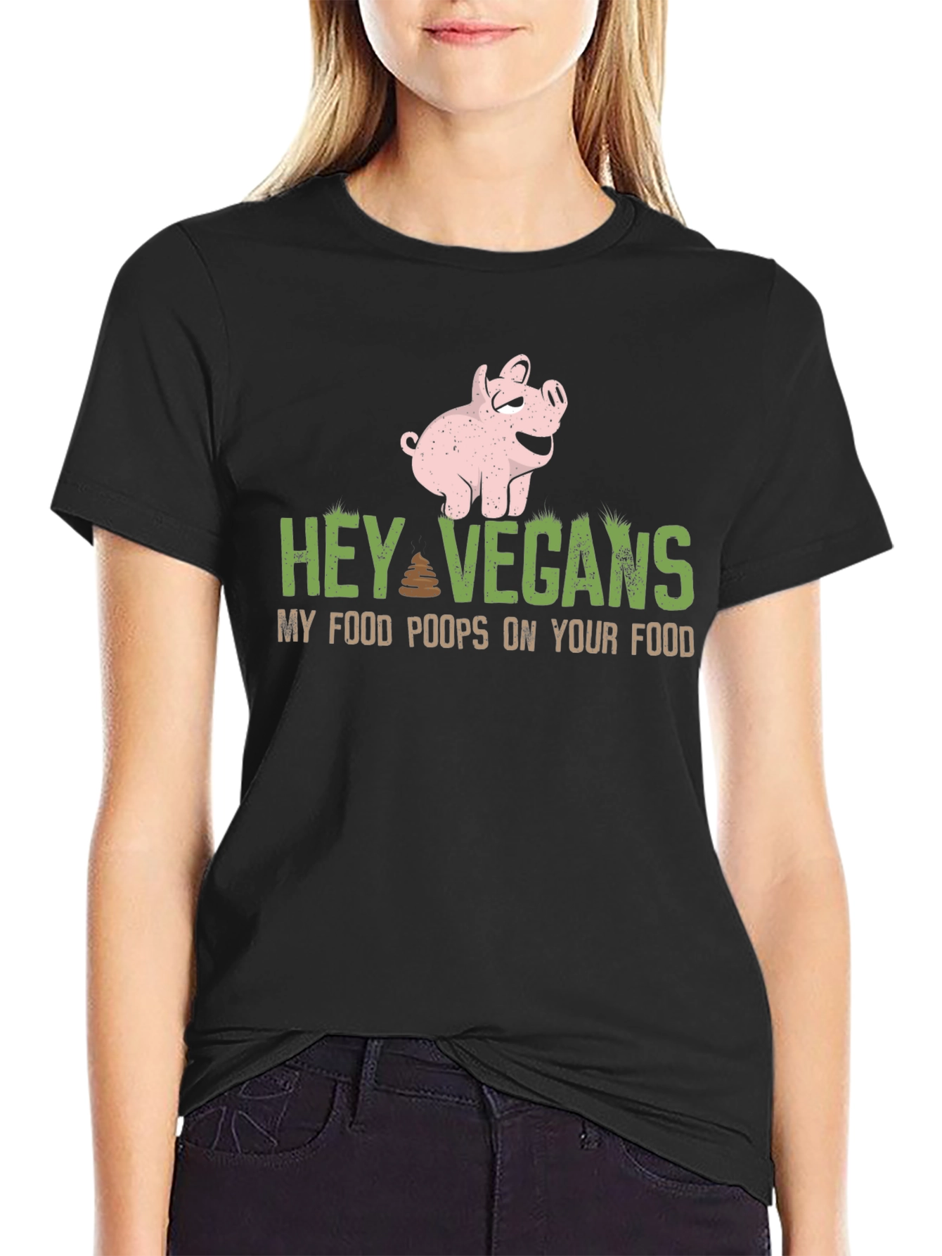 Hey Vegans Pig Graphic Tee - Funny Sarcastic Shirt