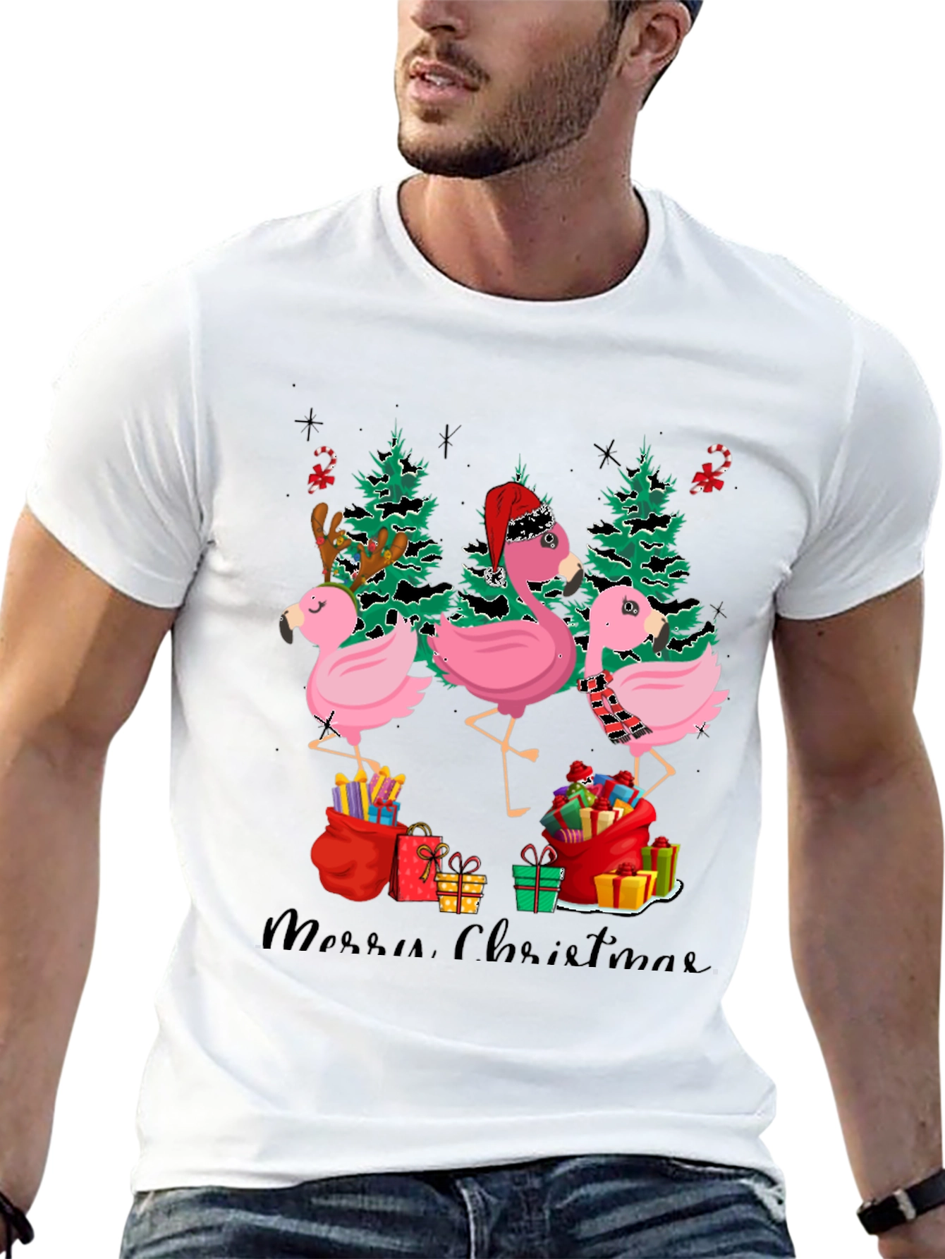 Festive Flamingo Christmas T-Shirt
