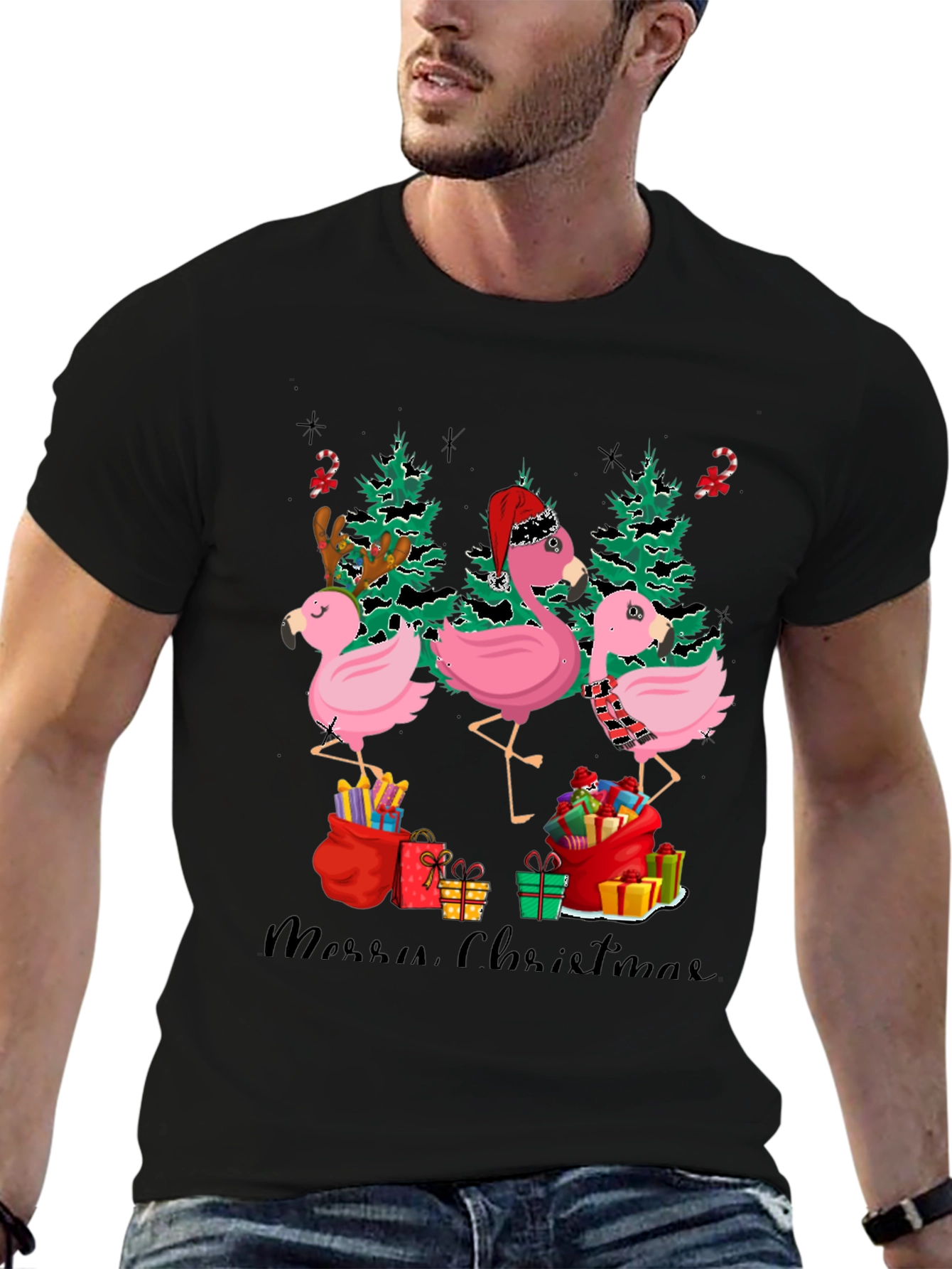 Festive Flamingo Christmas T-Shirt