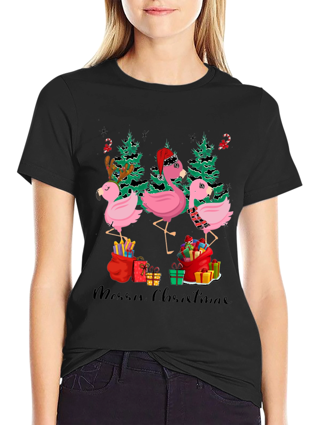 Festive Flamingo Christmas T-Shirt