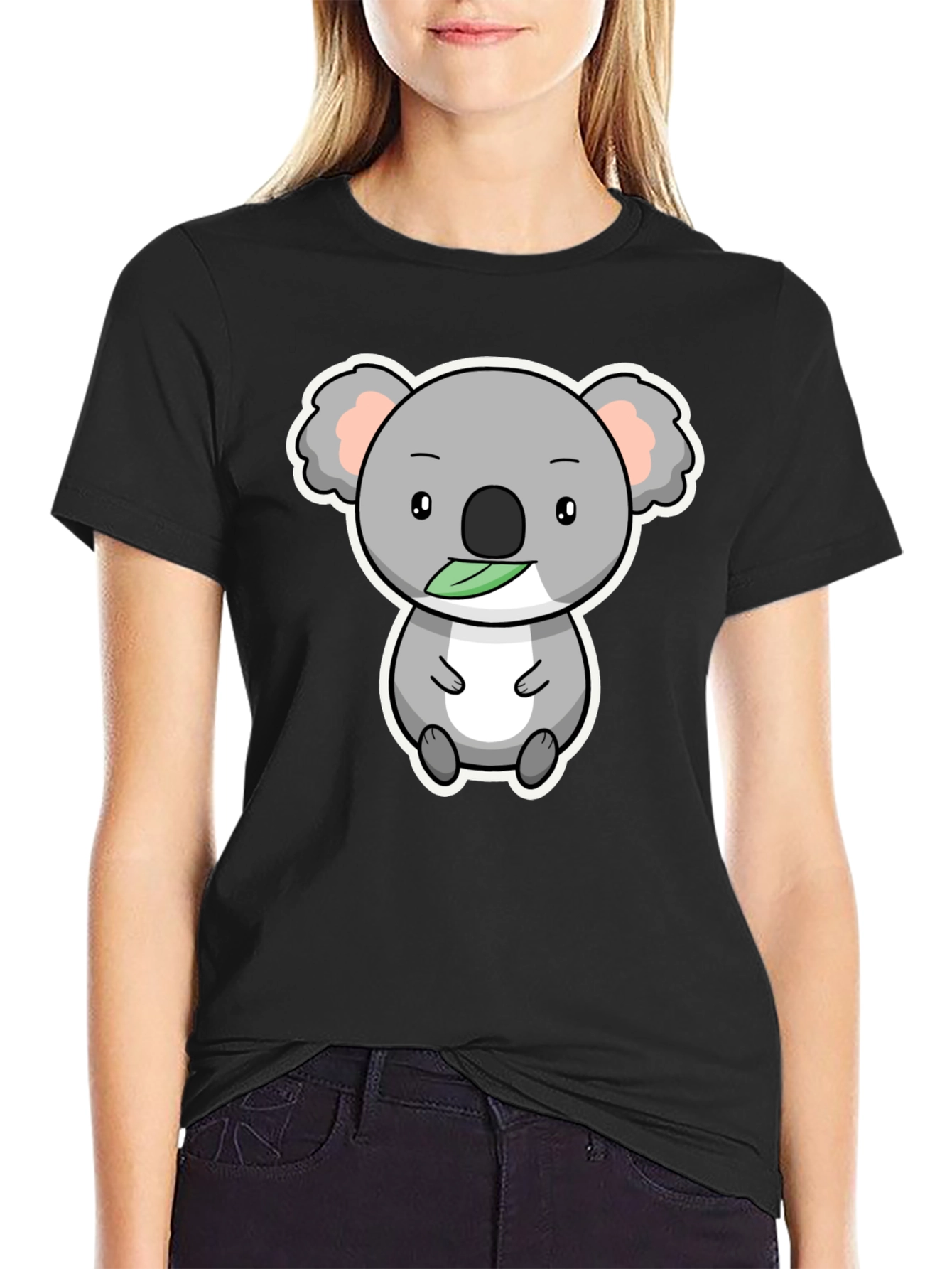 Cute Koala Bear Graphic T-Shirt - Black
