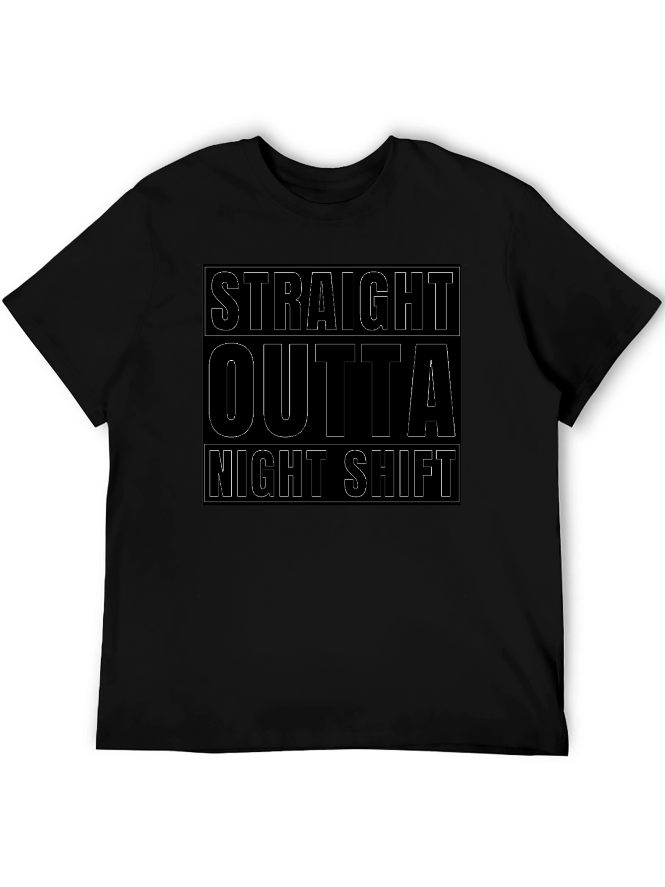 Straight Outta Night Shift Black Graphic Tee