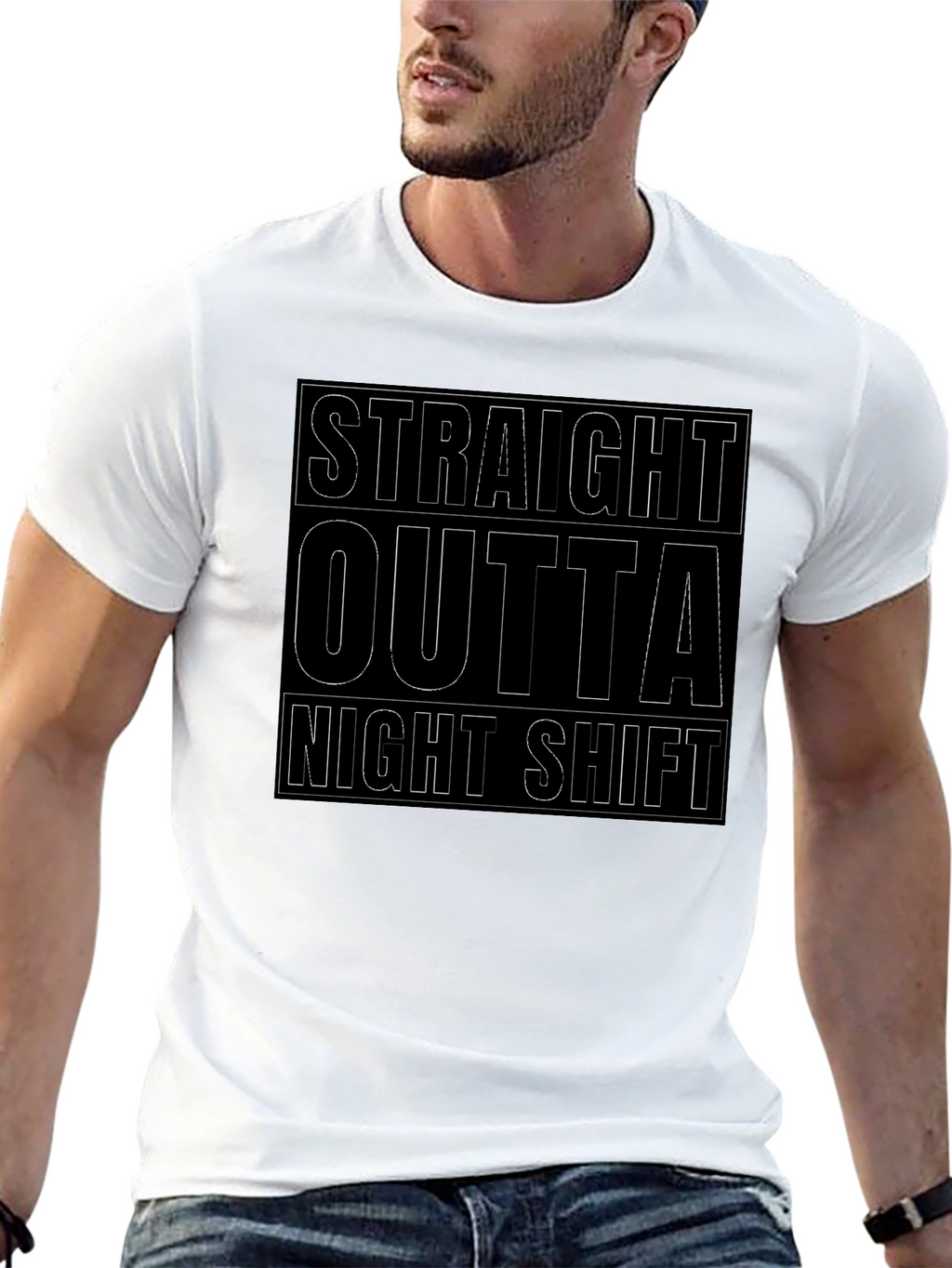 Straight Outta Night Shift Black Graphic Tee