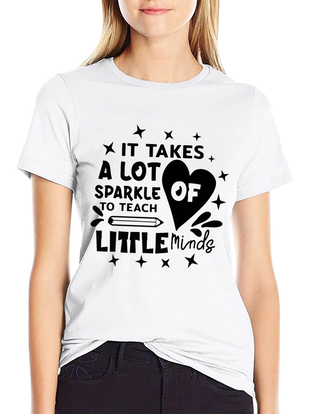 Teacher Sparkle Graphic Black T-Shirt