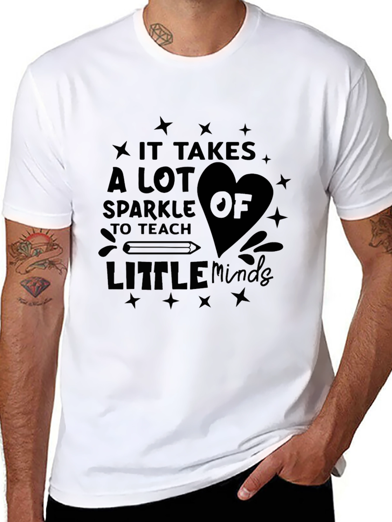 Teacher Sparkle Graphic Black T-Shirt