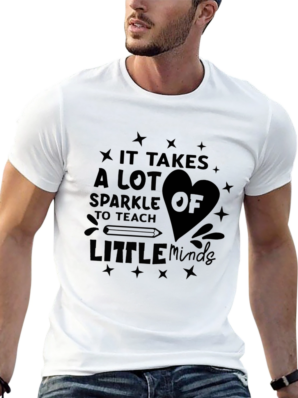 Teacher Sparkle Graphic Black T-Shirt