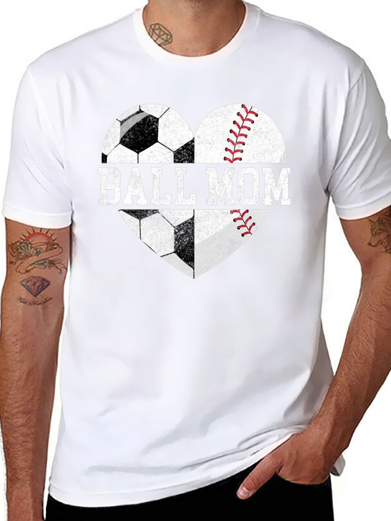 Ball Mom T-Shirt Soccer & Baseball Heart Tee