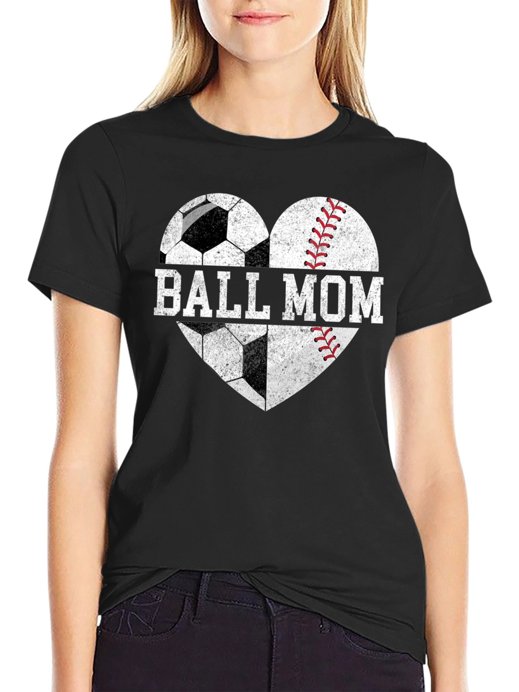Ball Mom T-Shirt Soccer & Baseball Heart Tee