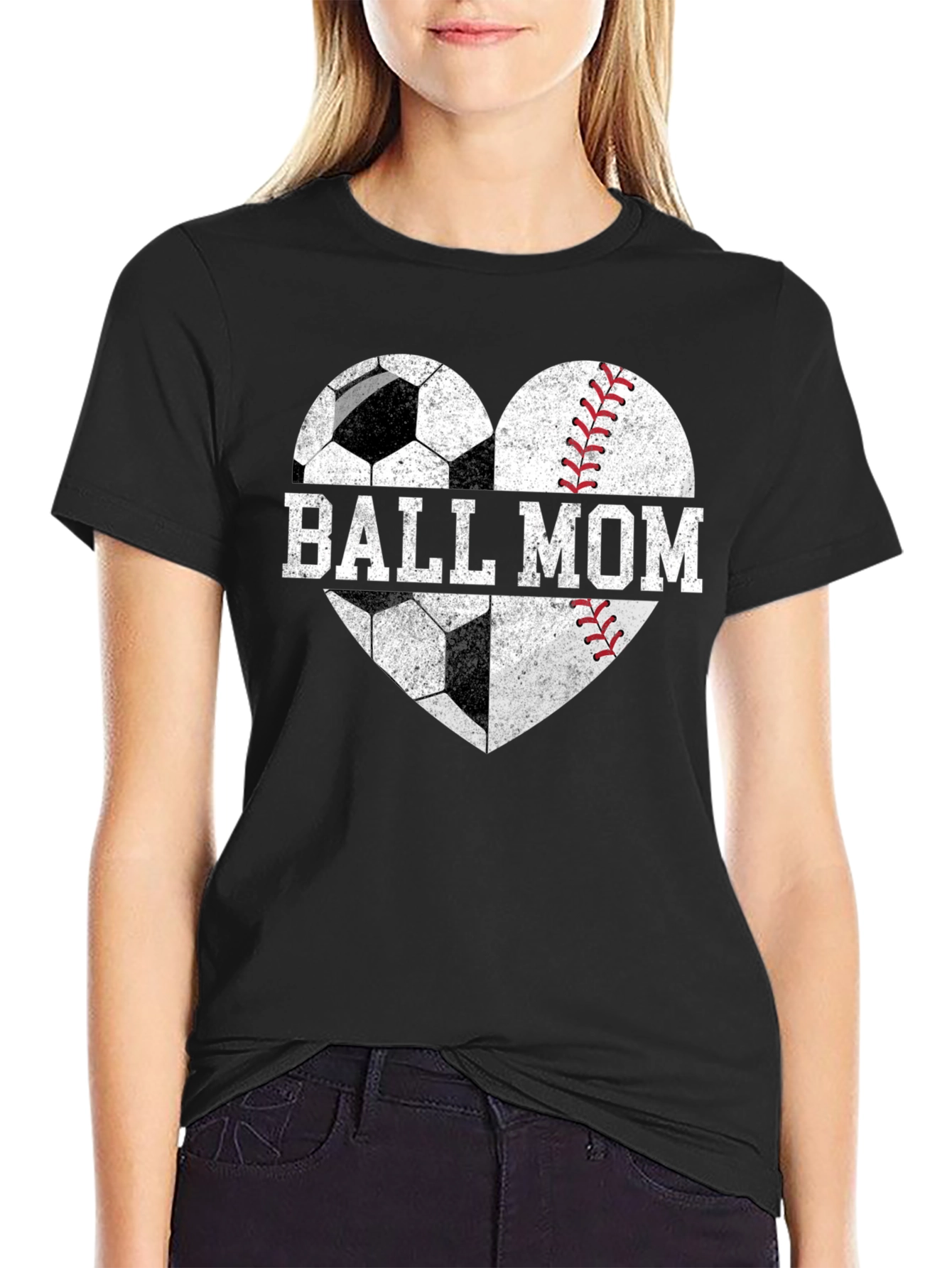 Ball Mom T-Shirt Soccer & Baseball Heart Tee