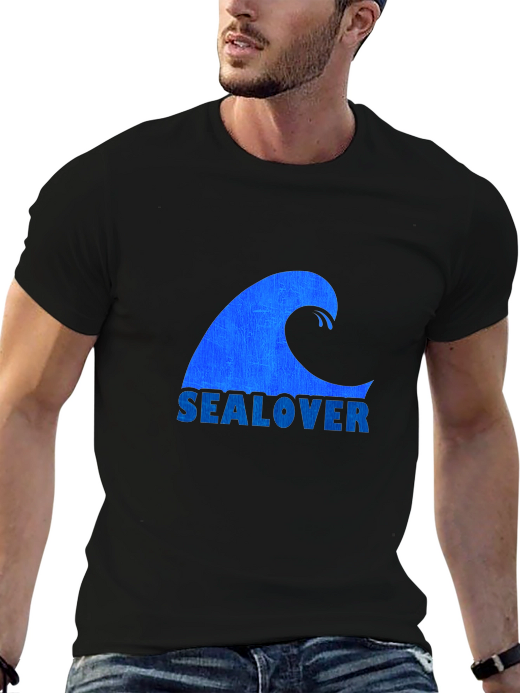 Sea Lover Wave Graphic Tee - Black Casual T-Shirt