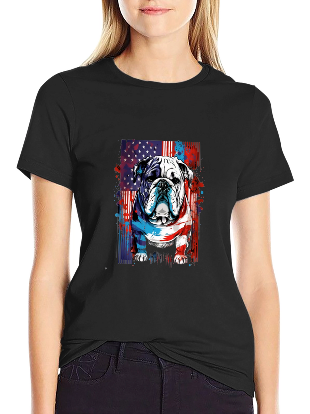 Patriotic Bulldog Graphic Tee - American Pride!
