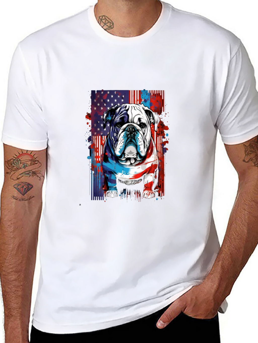 Patriotic Bulldog Graphic Tee - American Pride!