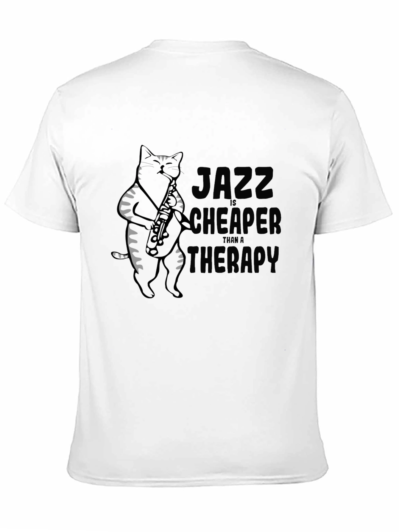 Jazz Cat Saxophone Black T-Shirt