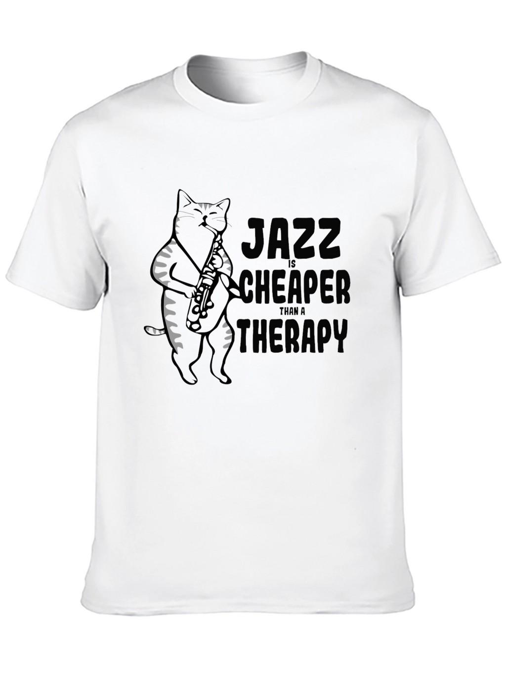 Jazz Cat Saxophone Black T-Shirt