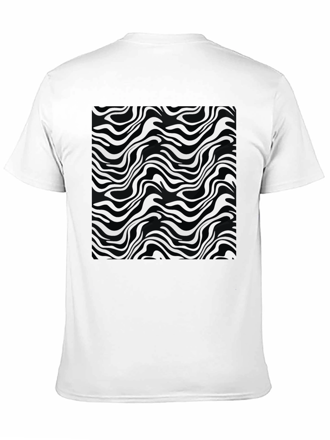 Abstract Wave Print Black T-Shirt