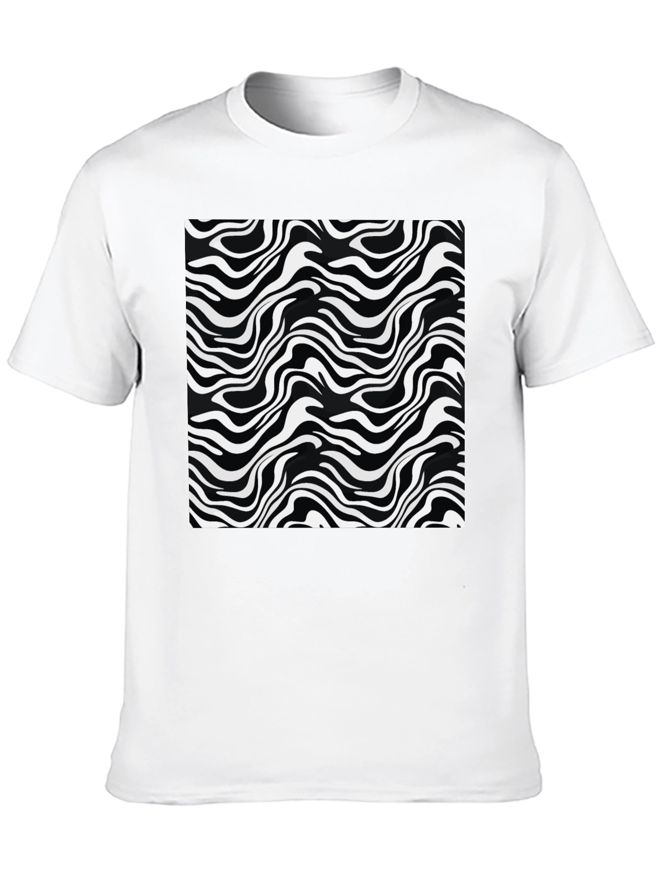 Abstract Wave Print Black T-Shirt