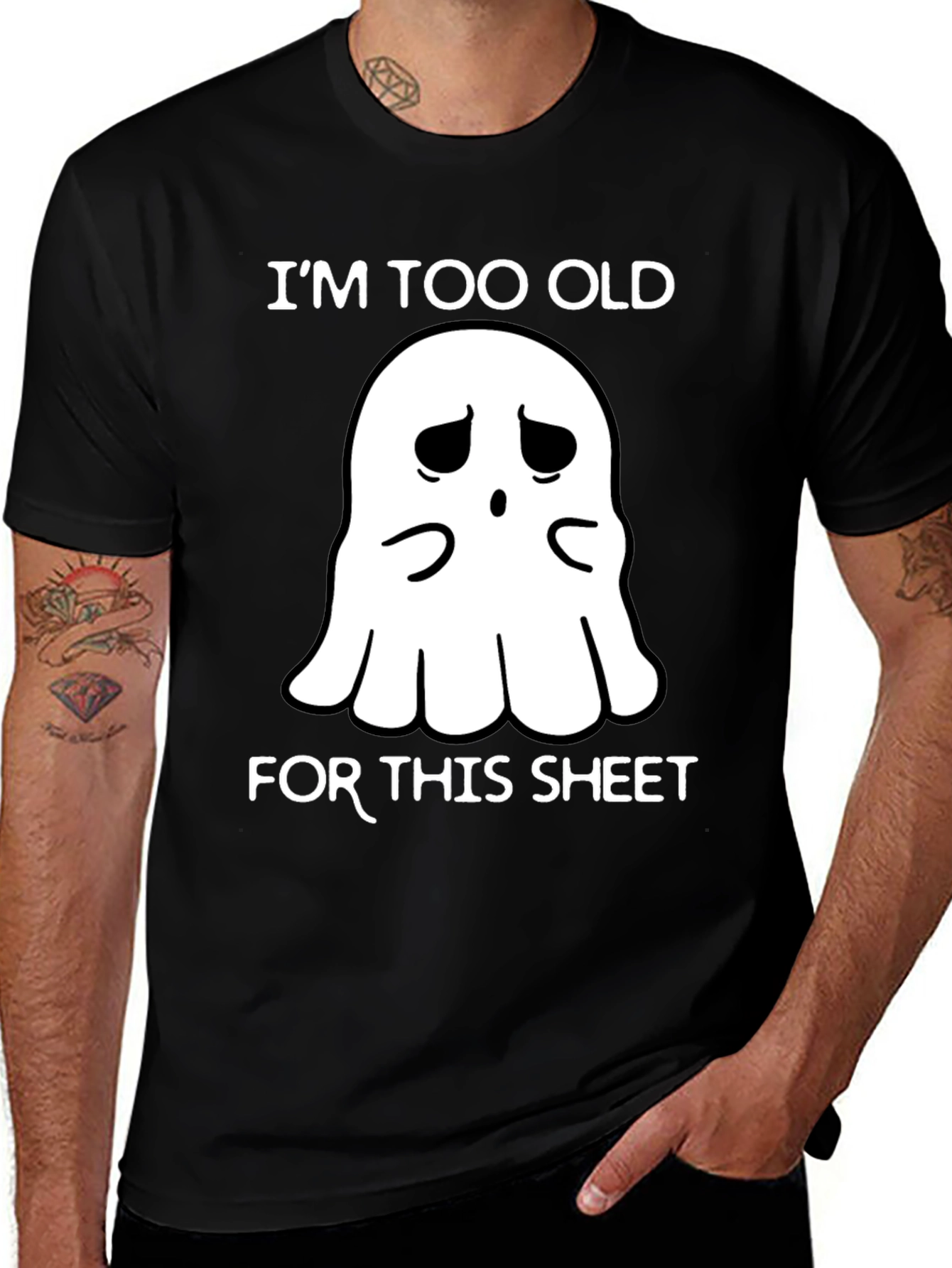 Funny Ghost T-Shirt: Im Too Old for This Sheet