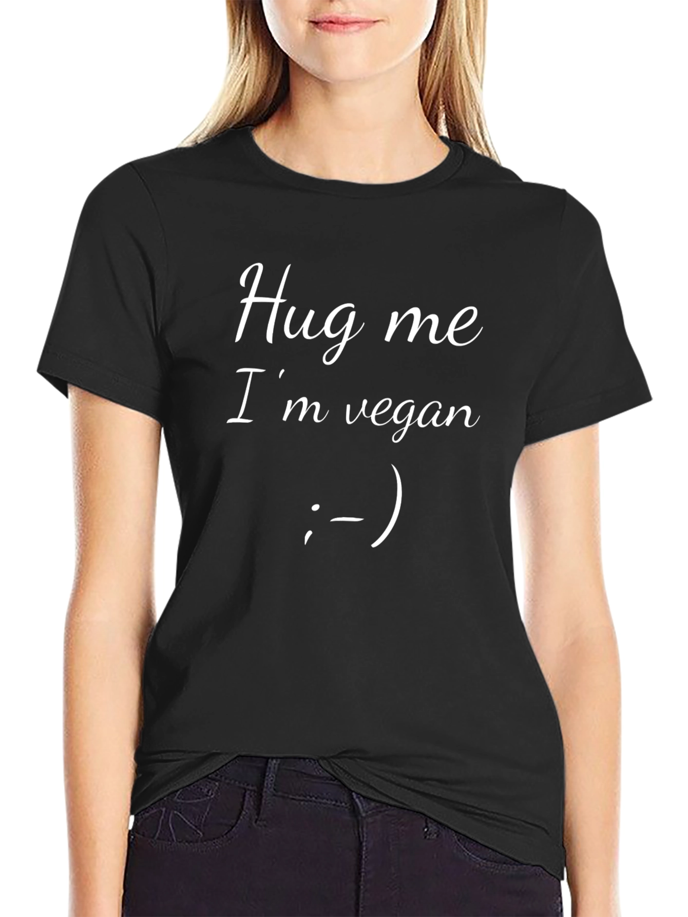 Hug Me Im Vegan T-Shirt - Black Unisex