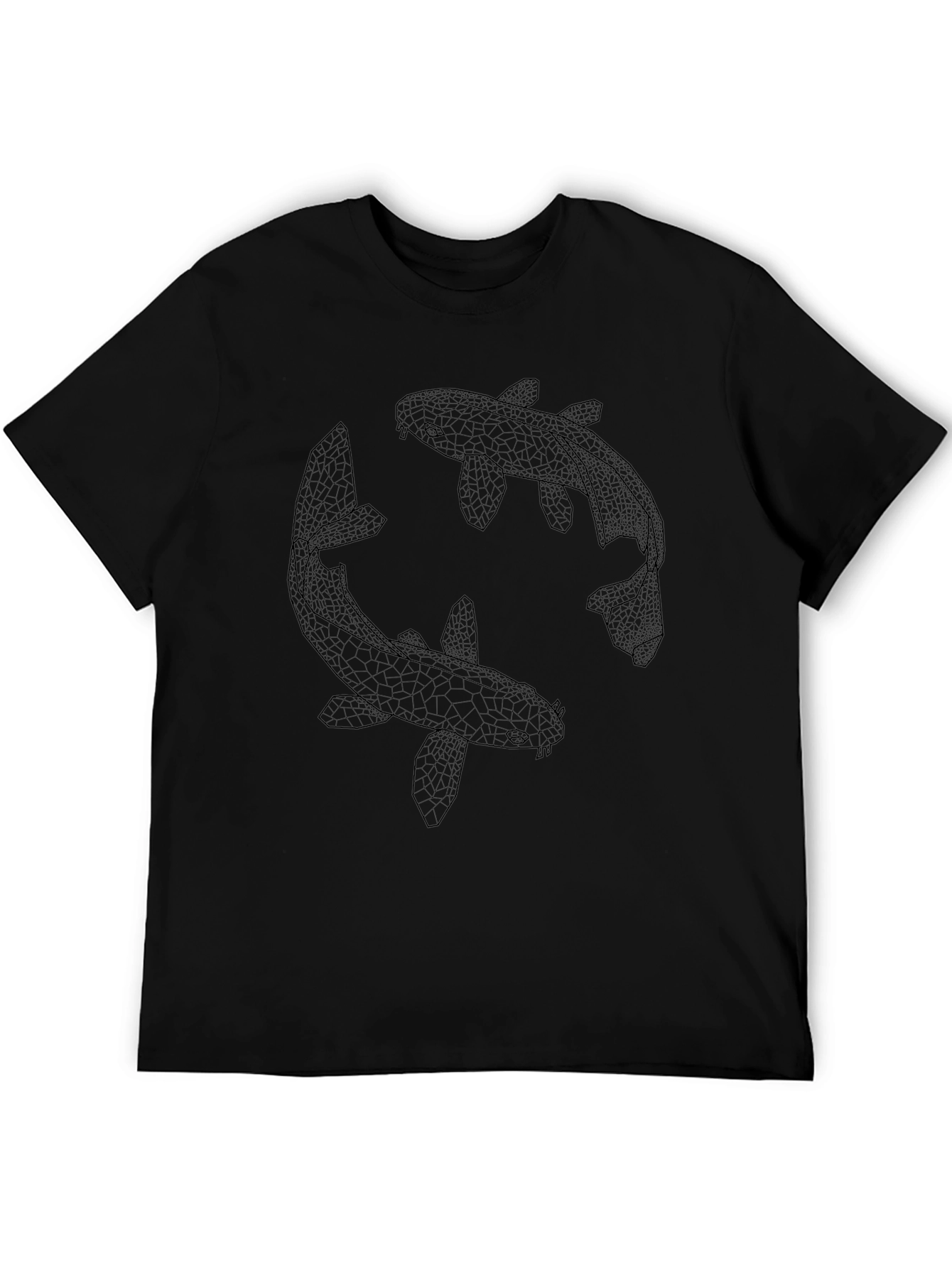 Koi Fish Graphic Tee - Black Cotton
