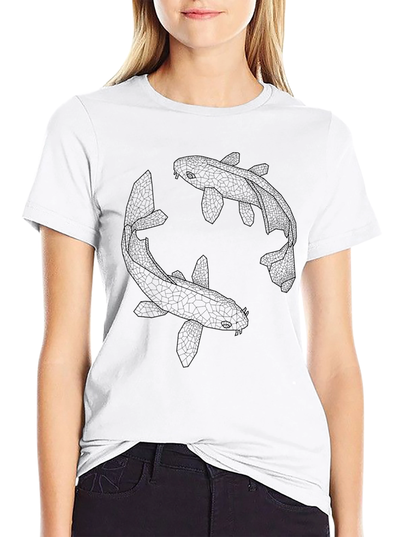 Koi Fish Graphic Tee - Black Cotton