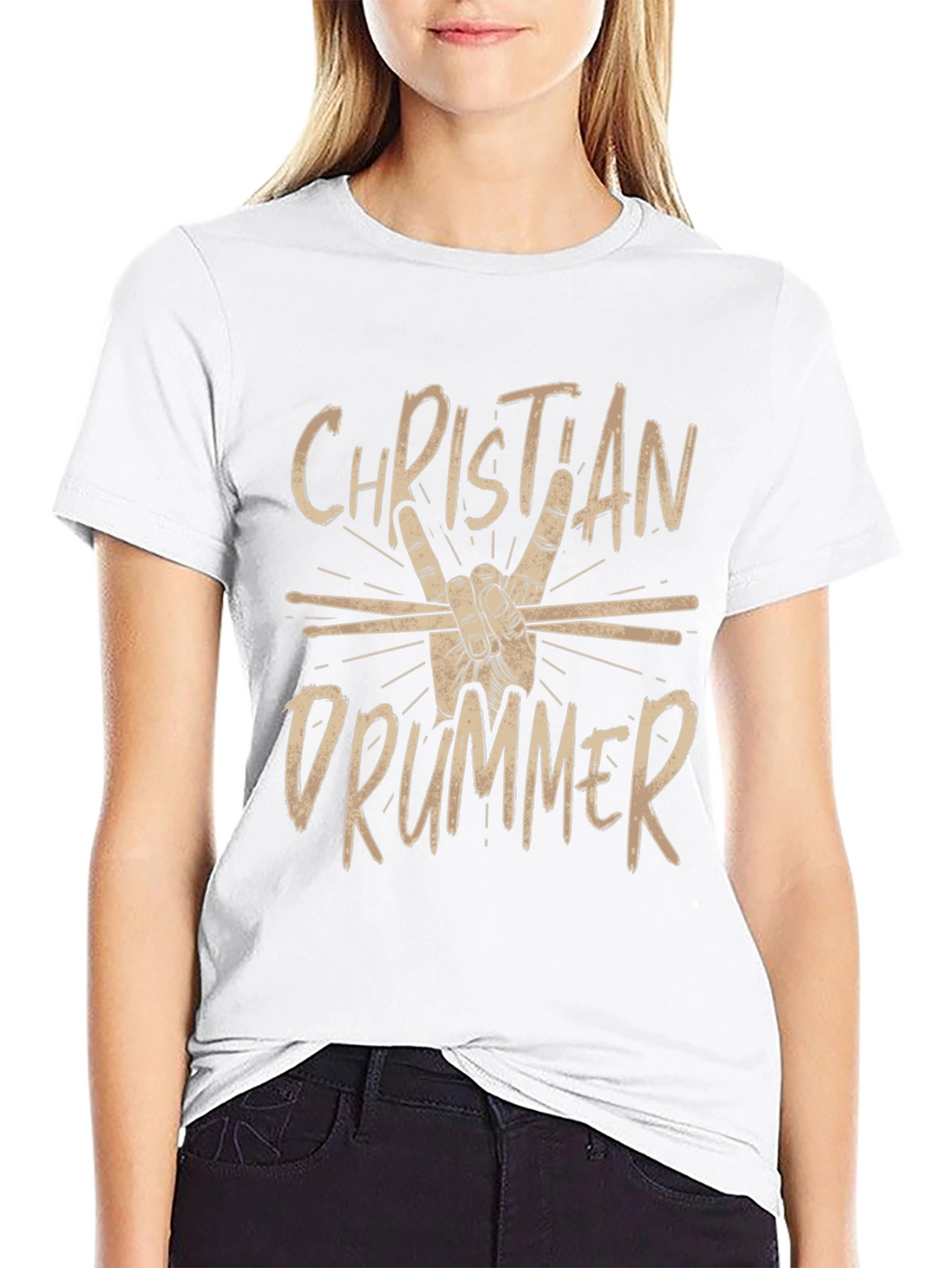 Christian Drummer Black Graphic Tee Shirt