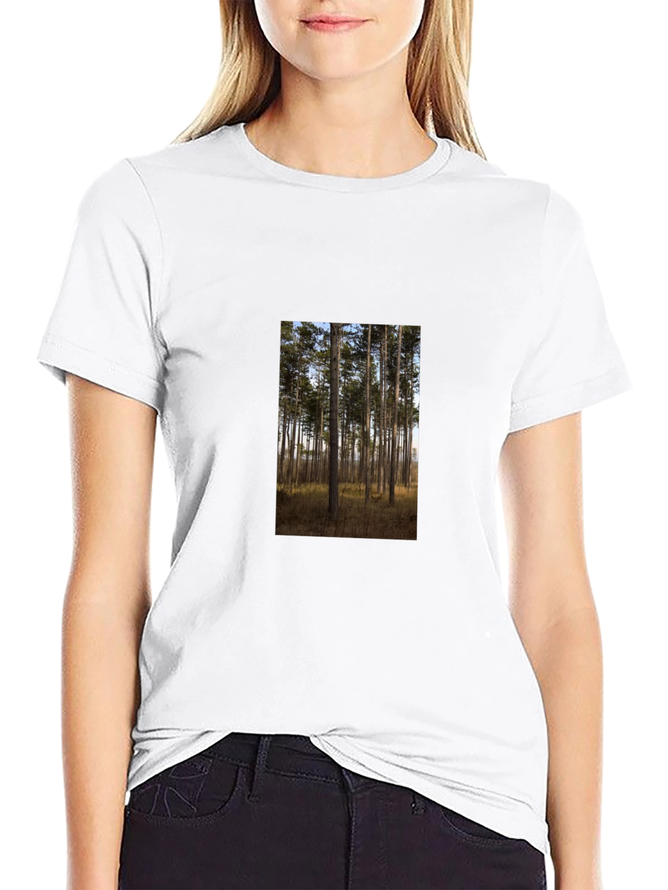 Nature Scene Graphic Tee - Black Cotton Shirt