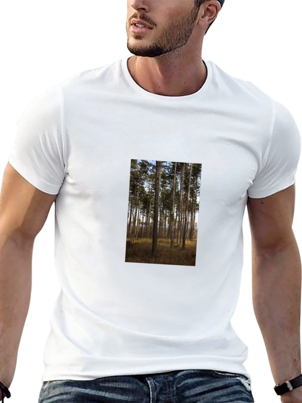 Nature Scene Graphic Tee - Black Cotton Shirt