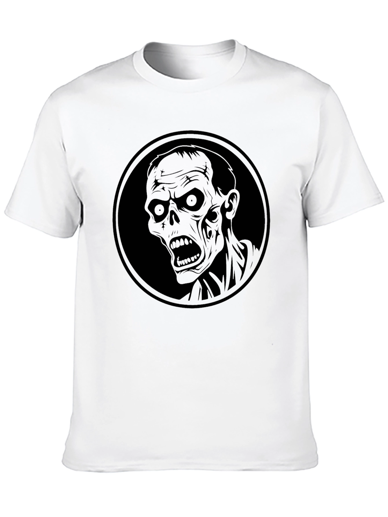Zombie Head Graphic Print Mens Black T-Shirt