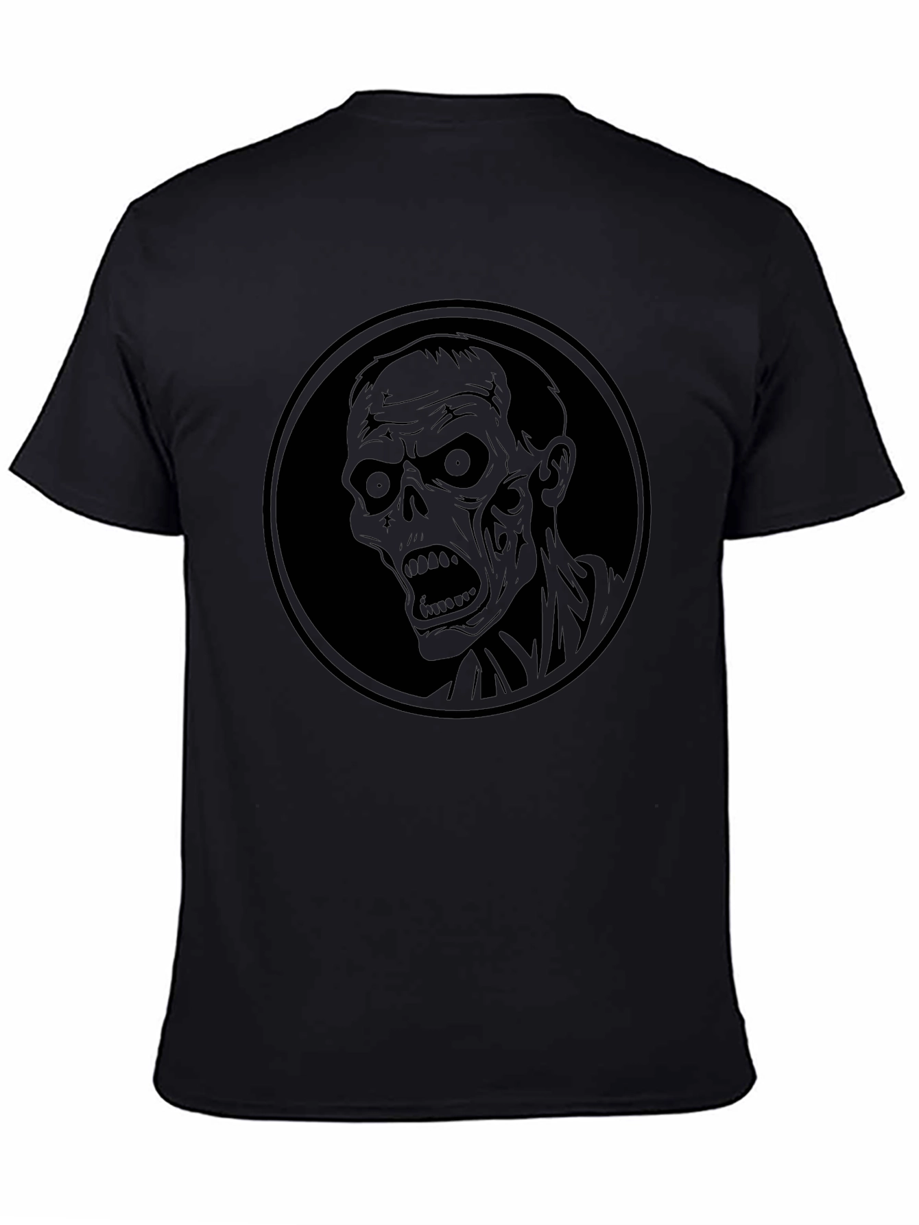 Zombie Head Graphic Print Mens Black T-Shirt