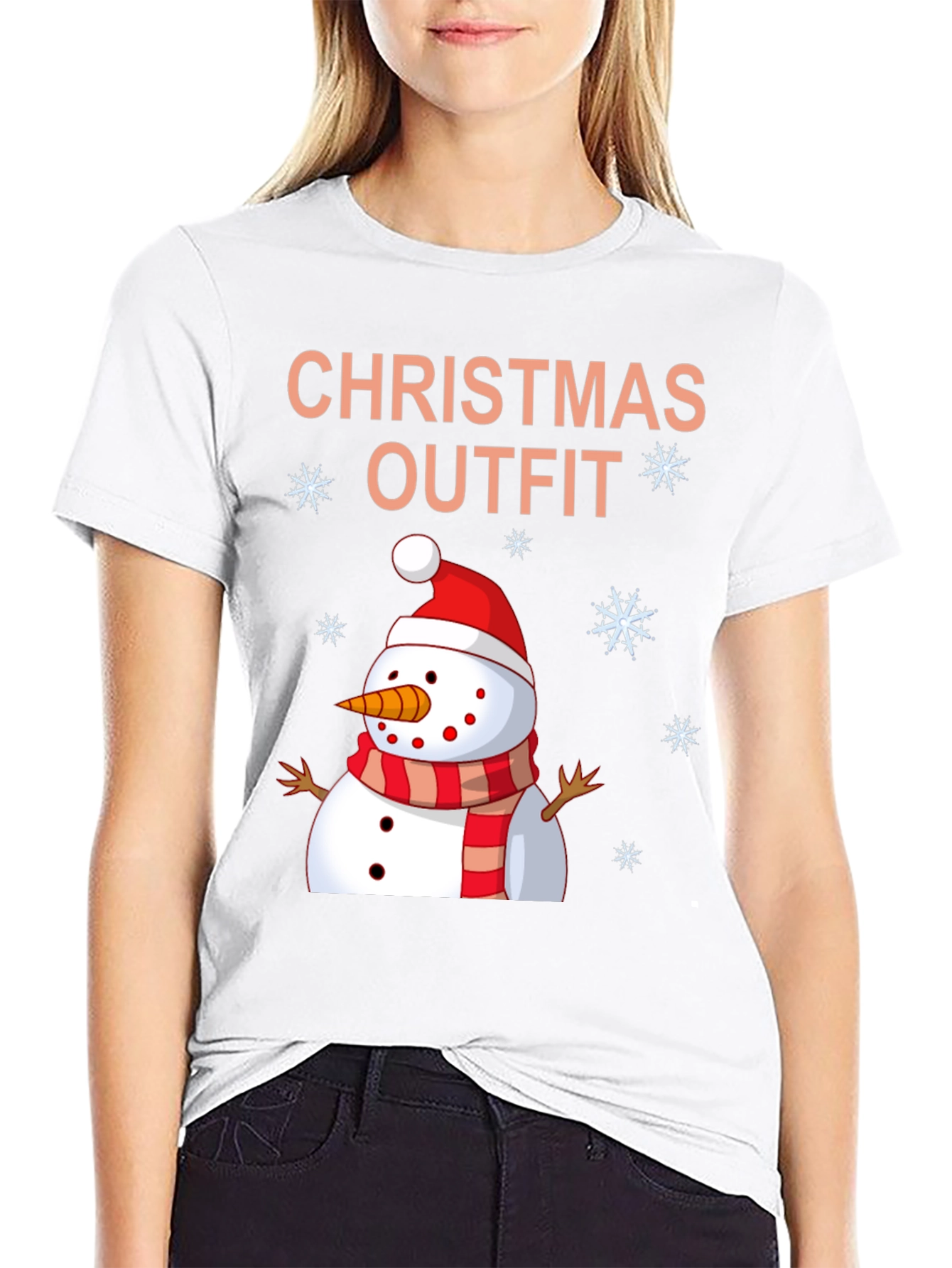 Festive Christmas Outfit Snowman Graphic T-Shirt
