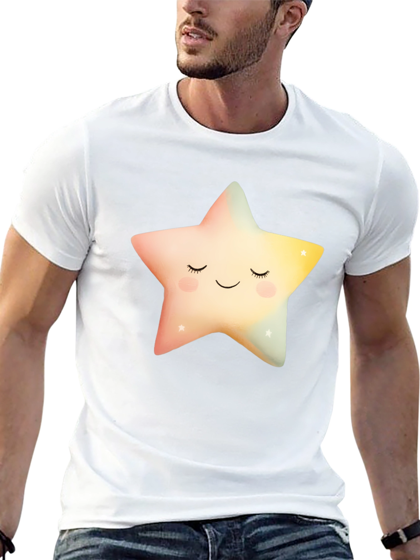 Sleepy Star Graphic T-Shirt - Black Cotton Blend