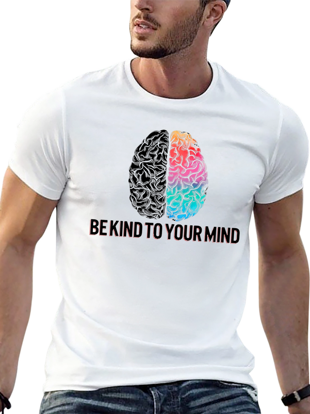 Be Kind To Your Mind Brain Tee - Black