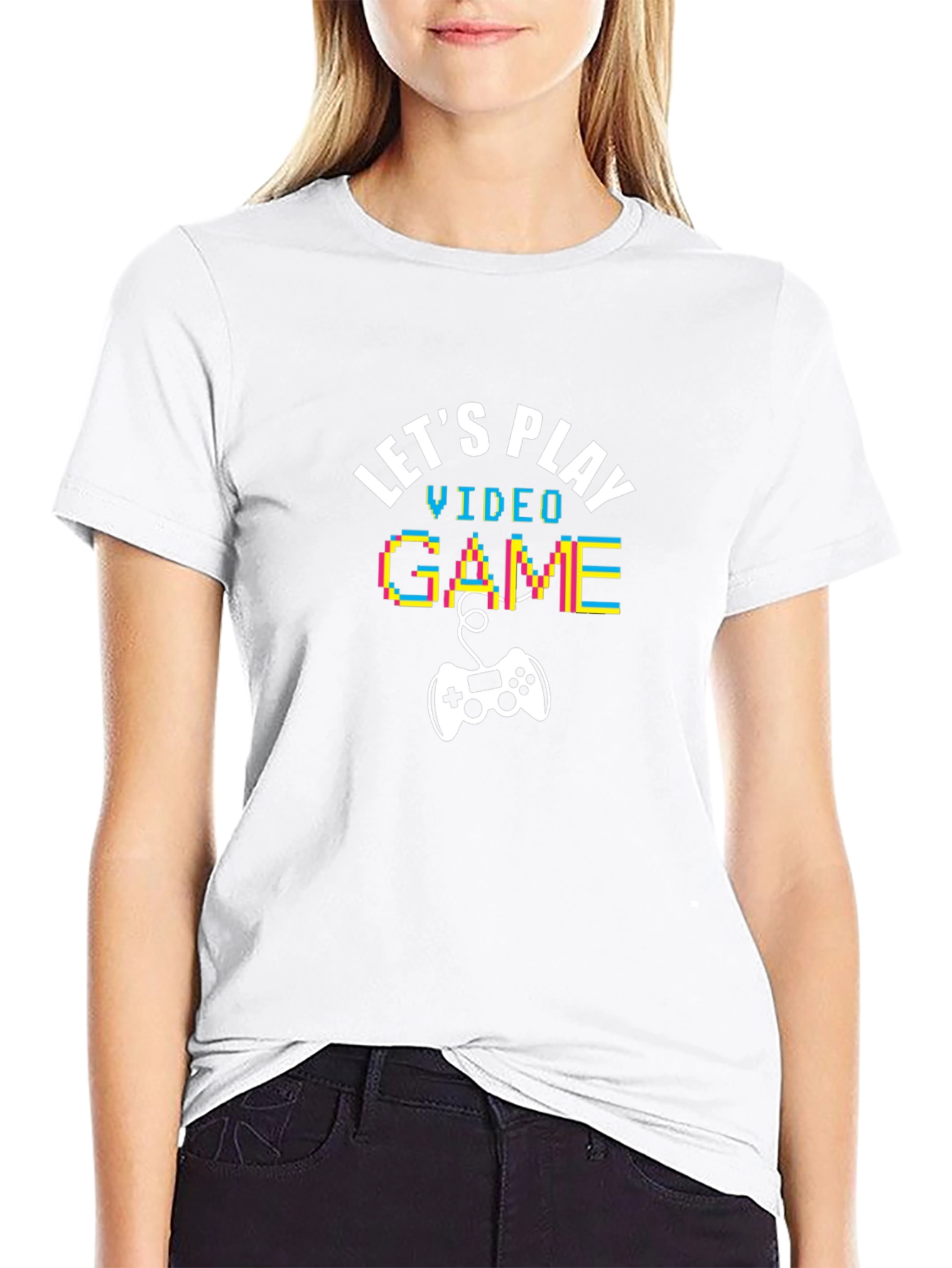 Lets Play Video Game Black Graphic Tee