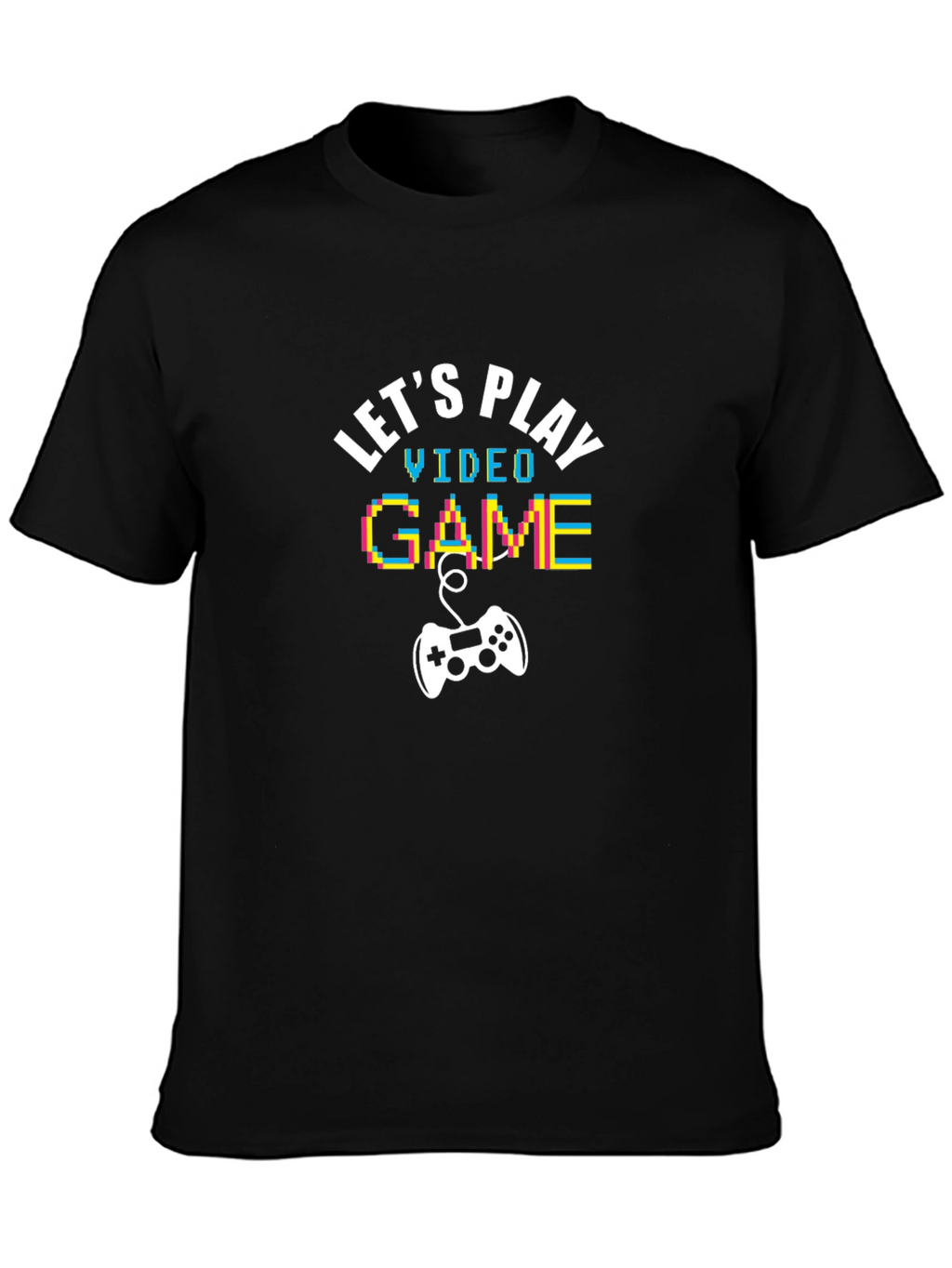 Lets Play Video Game Black Graphic Tee