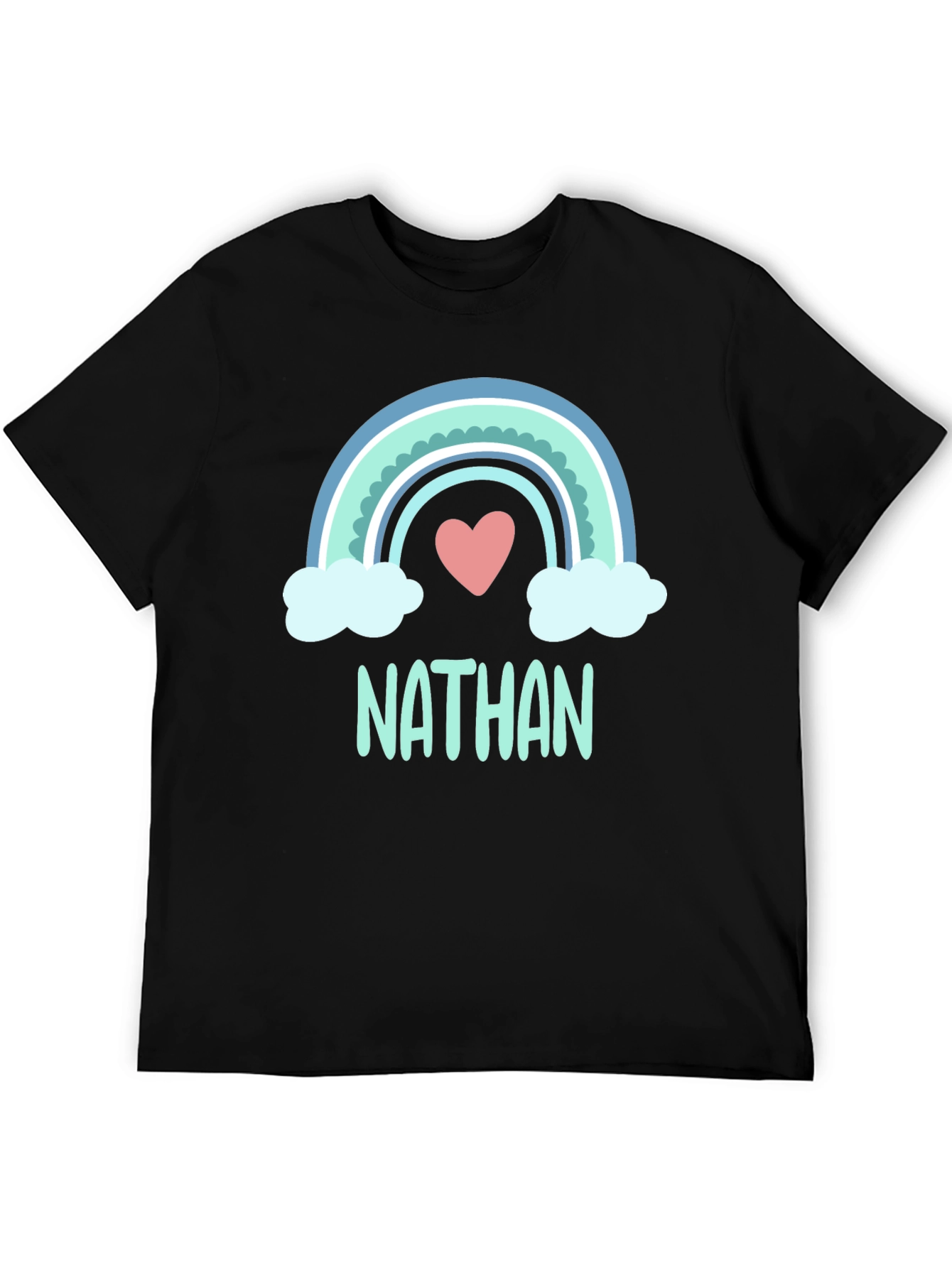 Personalized Nathan Rainbow Heart T-Shirt