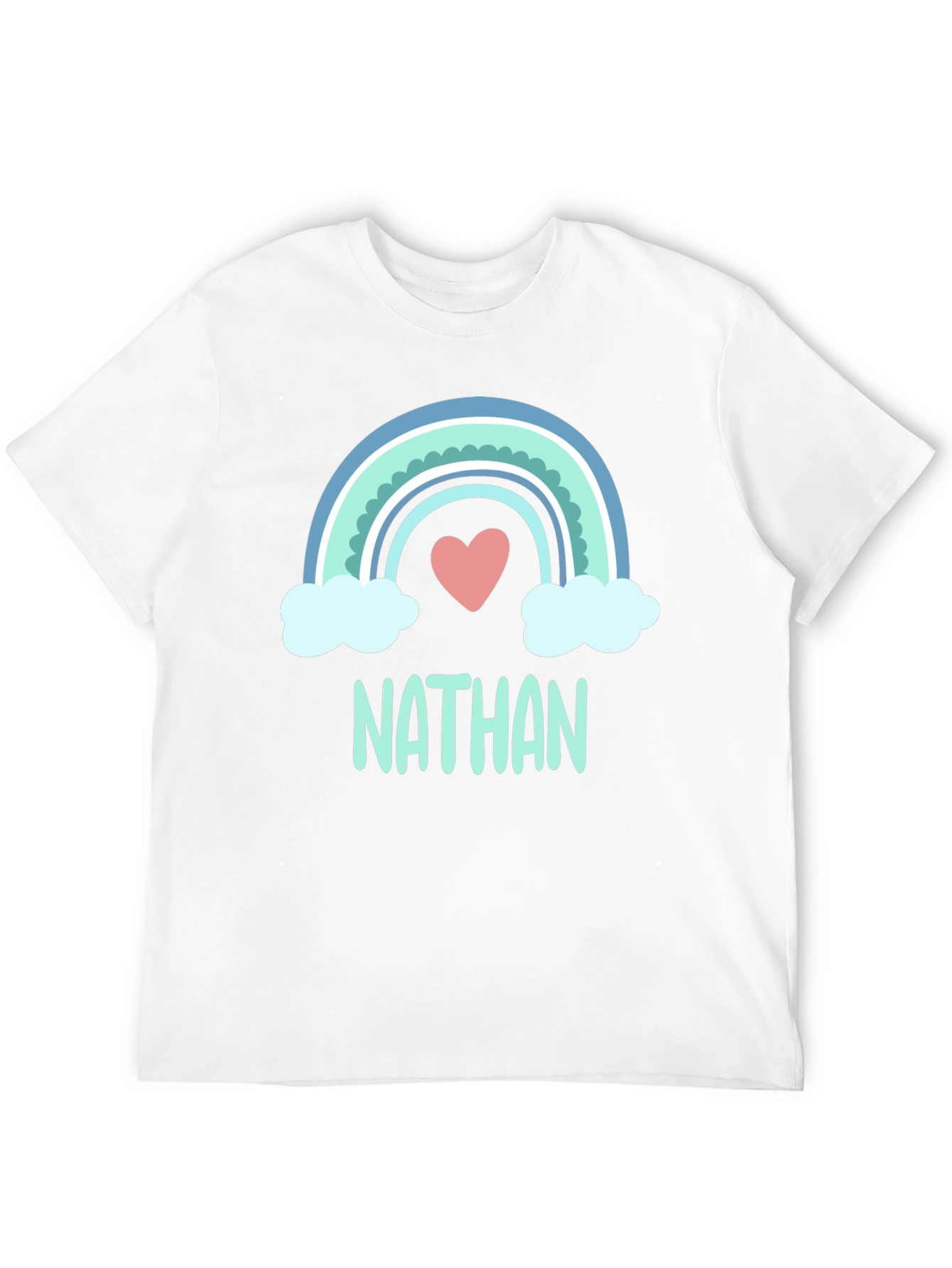 Personalized Nathan Rainbow Heart T-Shirt