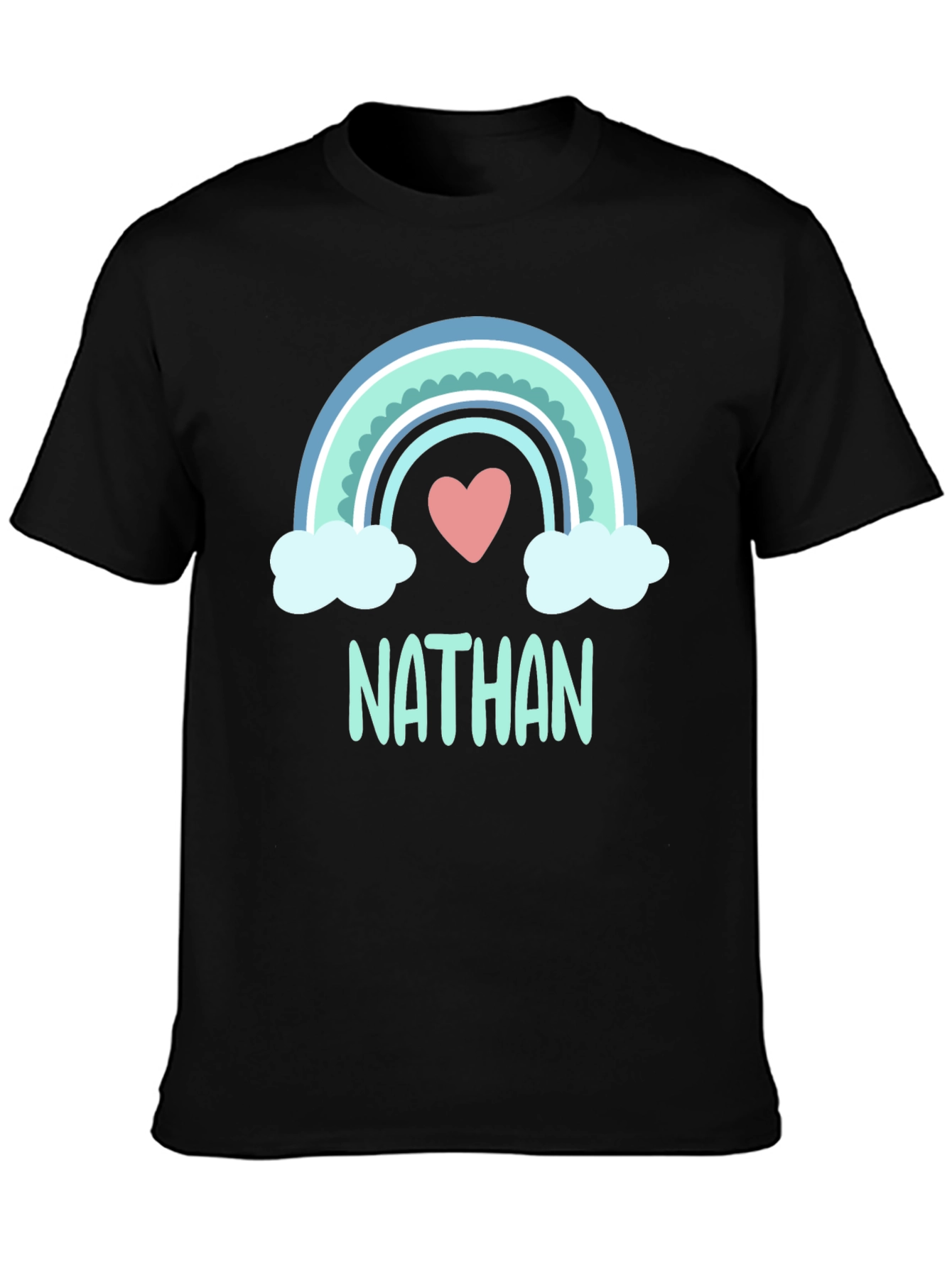 Personalized Nathan Rainbow Heart T-Shirt