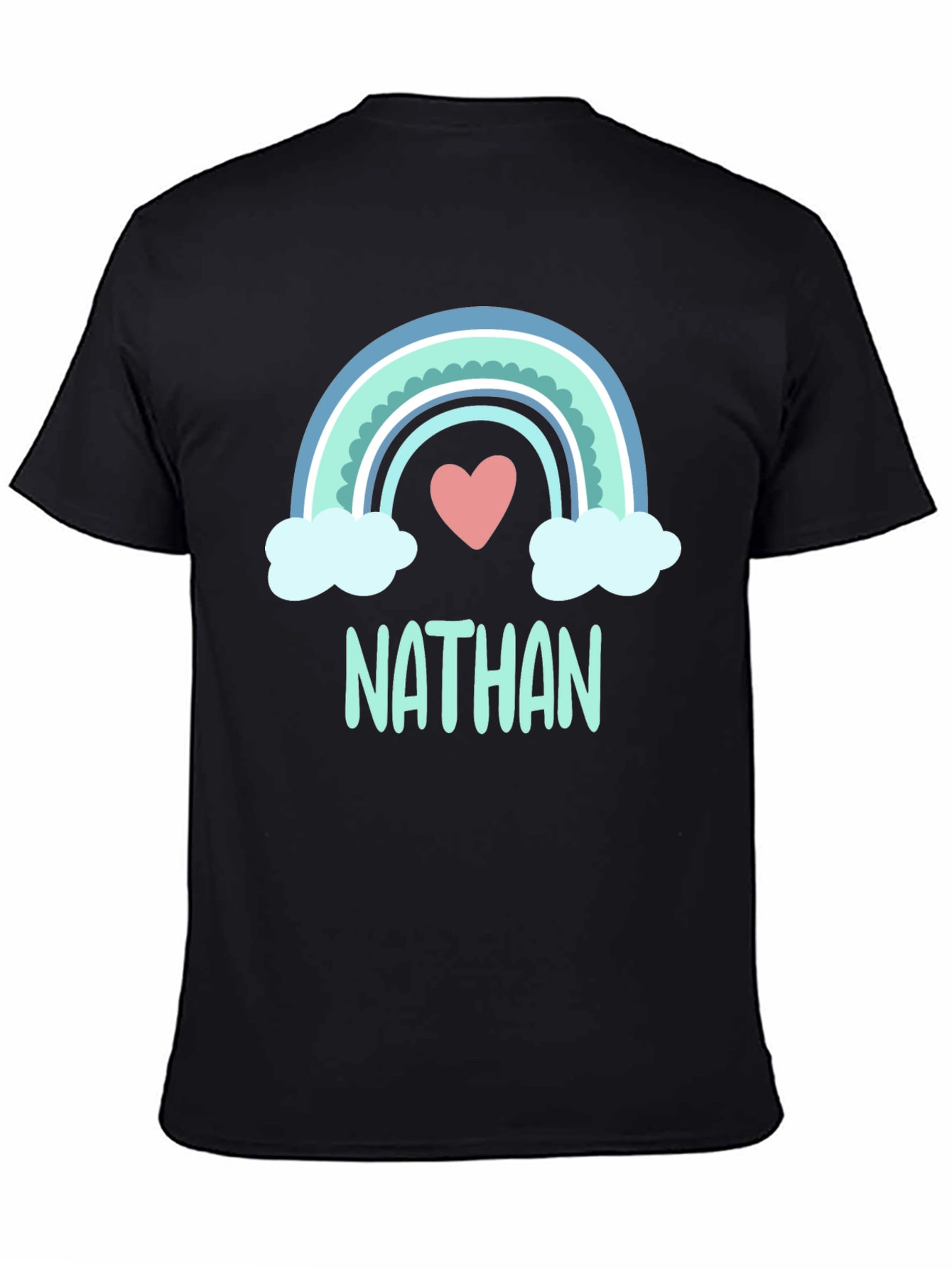 Personalized Nathan Rainbow Heart T-Shirt