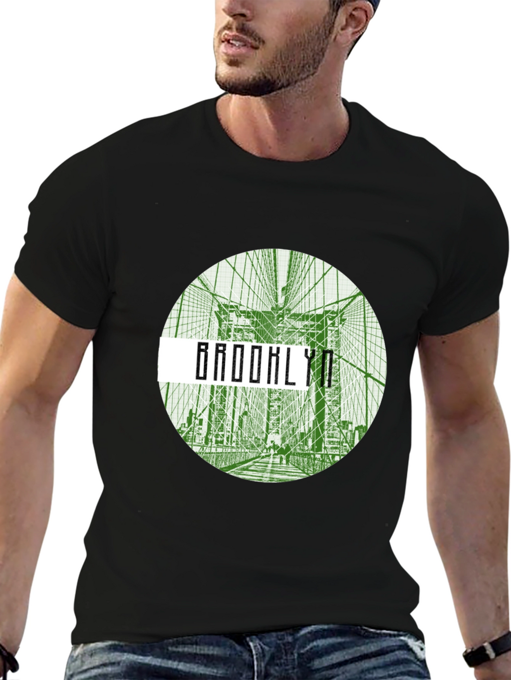 Brooklyn Bridge Graphic Tee - Black Crew Neck T-Shirt