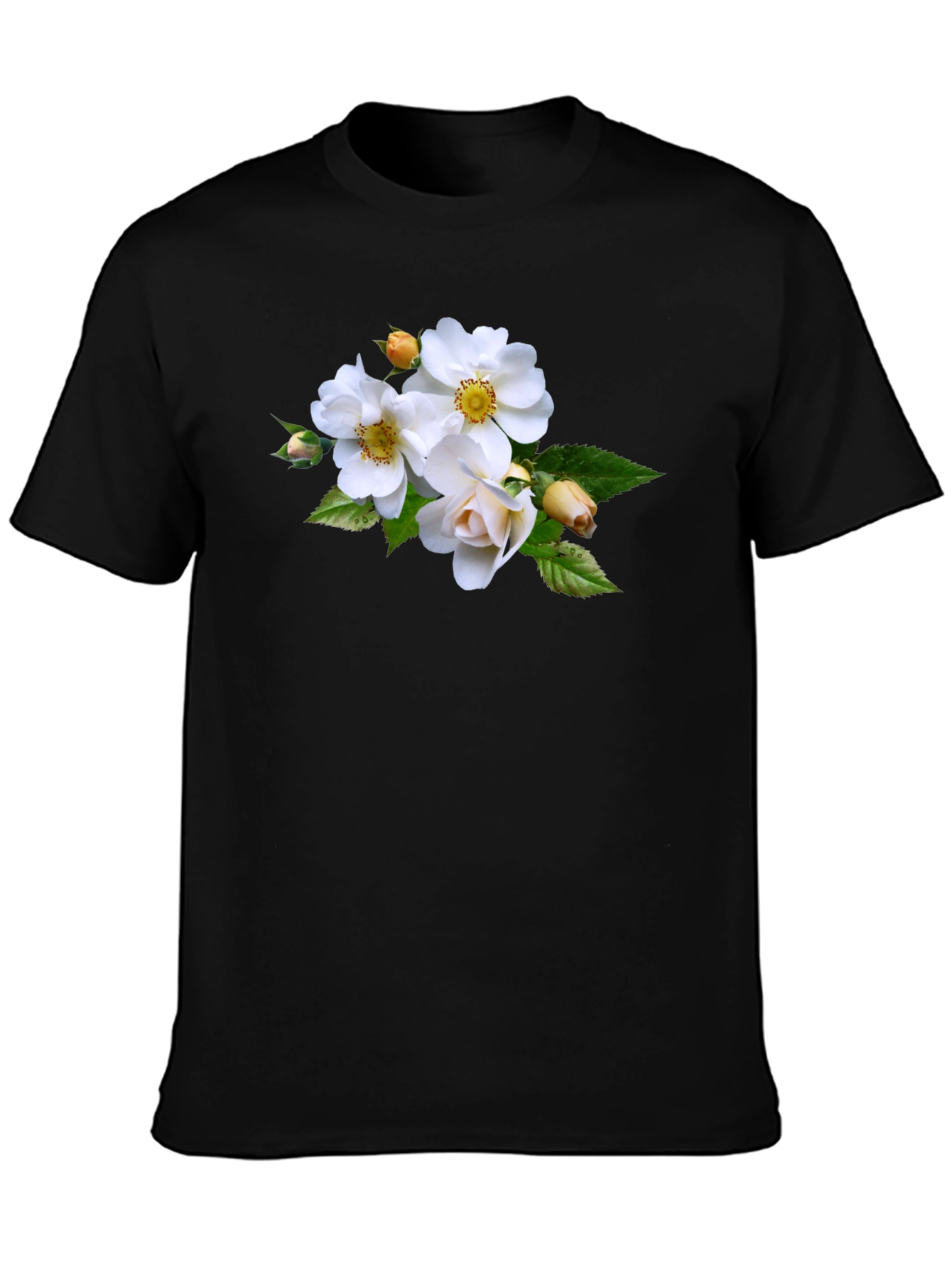 Floral Tee - Elegant White Rose Design