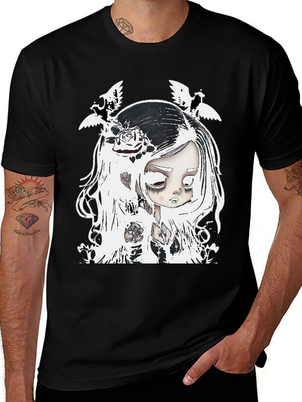 Dark Aesthetic Graphic Tee - Emo Doll Design