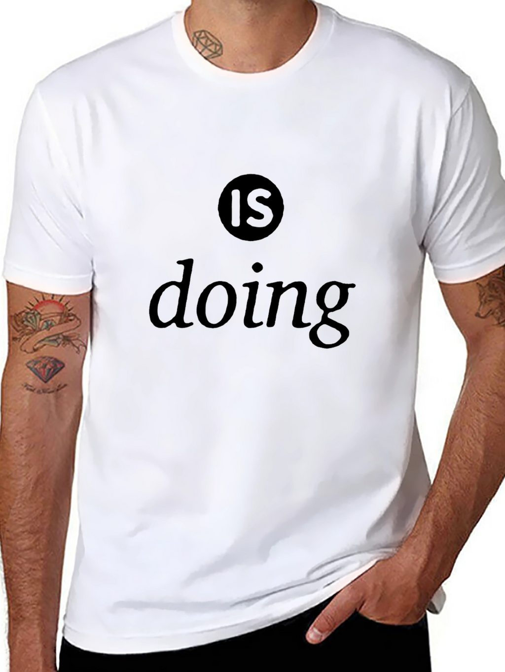 Mens Is Doing Graphic Black T-Shirt