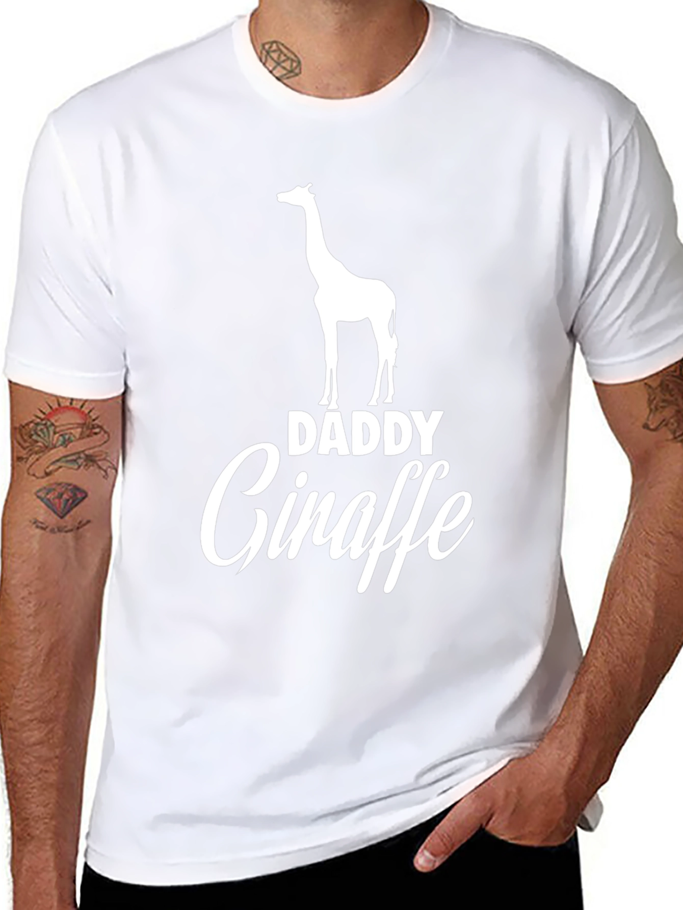 Daddy Giraffe Black Graphic Tee