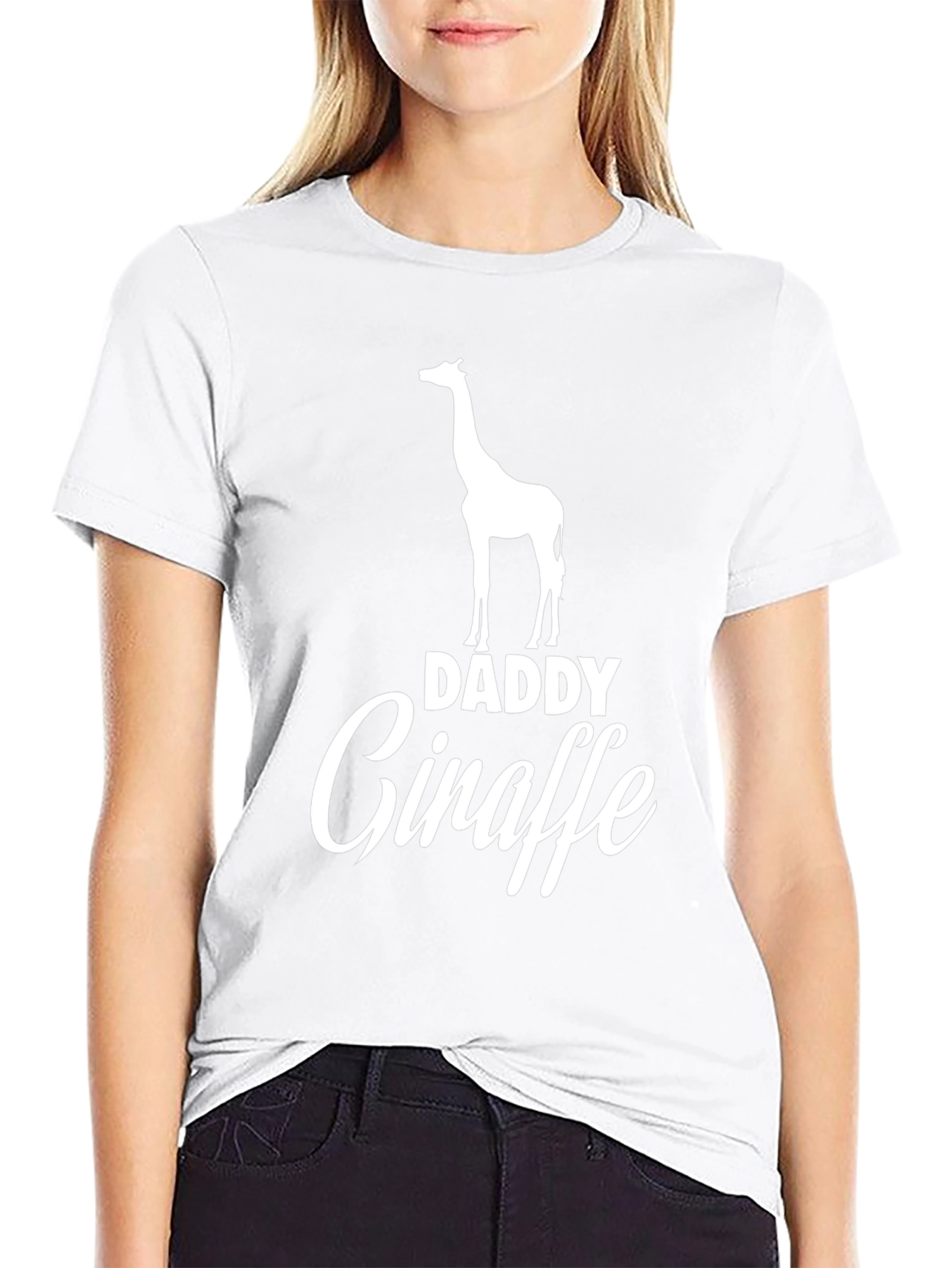 Daddy Giraffe Black Graphic Tee