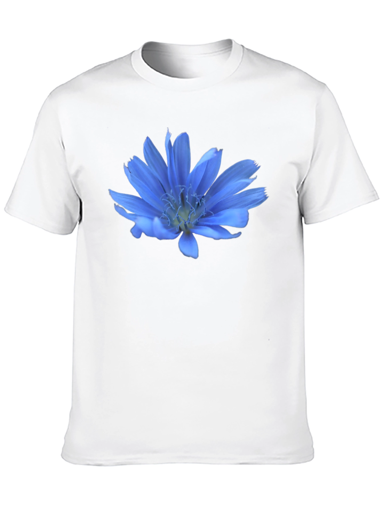 Blue Flower Graphic T-Shirt - Casual Wear