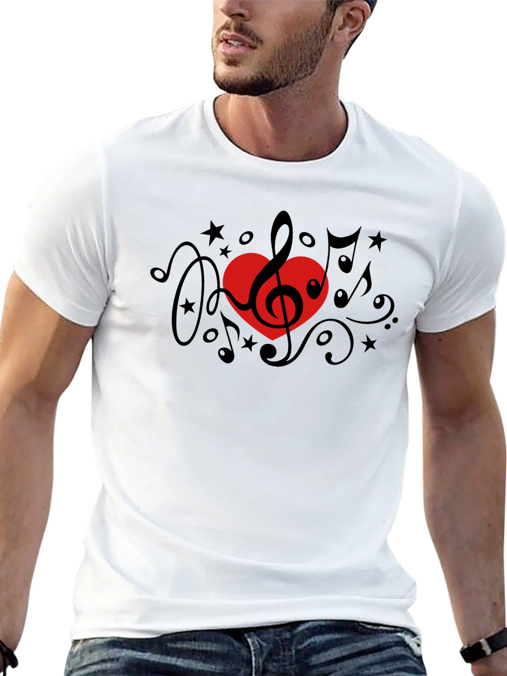 Music Lover T-Shirt - Treble Clef Heart Design