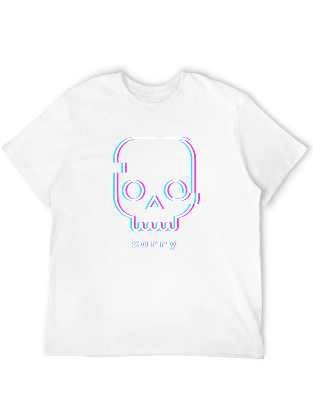 Glitch Skull Sorry T-Shirt - Unique Graphic Tee